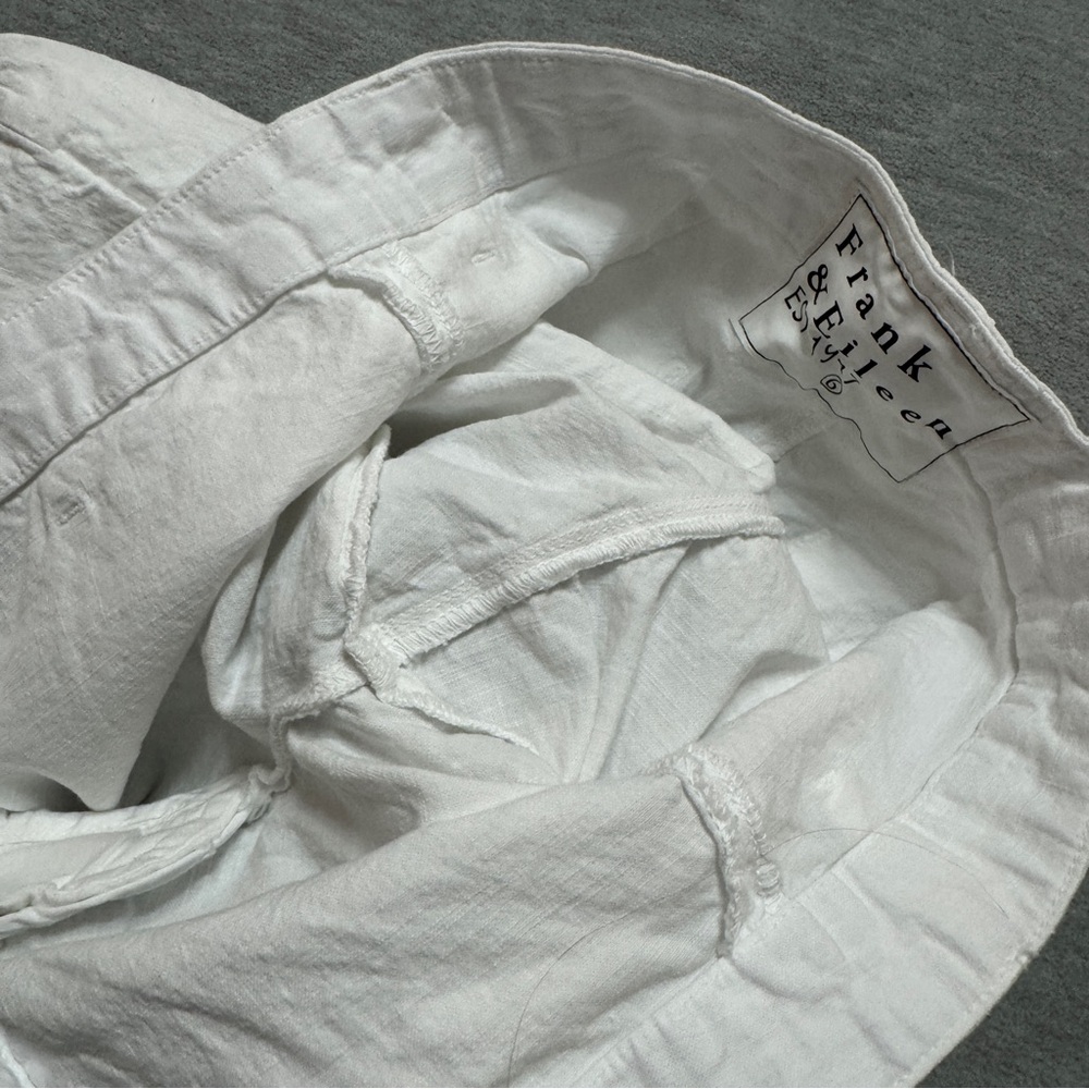 Frank Eileen sz 6 Wexford Linen Cotton Pants Trouser White Wide Leg High Waist - Picture 11 of 13